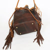 ADBGD140 American Darling Handcrafted Leather Bucket bag with Fringes & Braided Drawstring