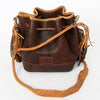 ADBGD140 American Darling Handcrafted Leather Bucket bag with Fringes & Braided Drawstring