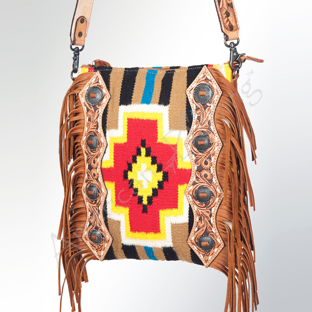 Western Rug Purses Southwestern Rug & Tooled Leather Crossbody Bag - Western Fringe Purse ...
