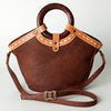 ADBG689A American Darling Handcrafted Western Leather Tote Bag with Buck stitched Detail