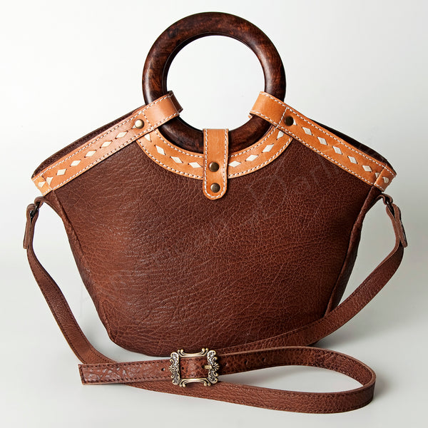 ADBG689A American Darling Handcrafted Western Leather Tote Bag with Buck stitched Detail