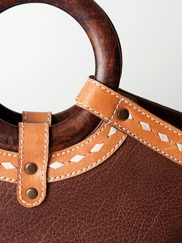 ADBG689A American Darling Handcrafted Western Leather Tote Bag with Buck stitched Detail