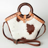 ADBG689B Western Hair On Leather Tote Bag with Wooden Handles American Darling Handcrafted Shoulder Bag