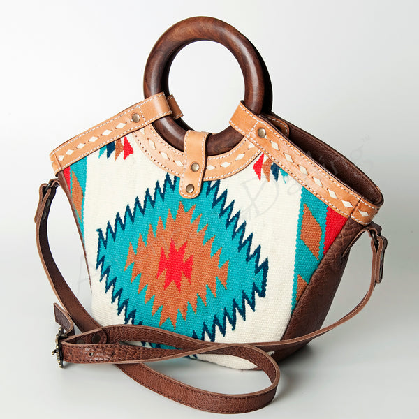 ADBG689C American Darling Handcrafted Western Saddle Blanket Leather Tote Bag