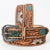 LC-ADBLF114 Hand-Tooled Leather Belt - Floral Carving with Sunflower & Turquoise Accents