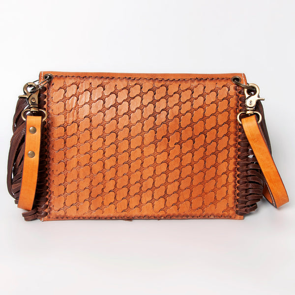 ADBGA178 American Darling Hand Tooled Floral Carved Leather Fringe Envelope Women