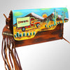 ADBGM136 Cowgirl Hand-Painted Leather Clutch - Western Art with Fringe and Stud Detail