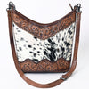 ADBG702A American Darling Handcrafted Hand Tooled Leather Messenger Bag with Hair-On Cowhide