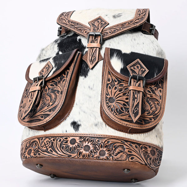 ADBG703 American Darling Handcrafted Floral Tooled Leather and Cowhide Backpack Bag