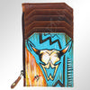 ADCCM101 Hand-Painted Card Holder - Western Cowhide Leather Zip Wallet
