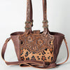 ADBG712 American Darling Handcrafted Floral Tooled Leather and Cowhide Tote Bag