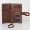 ADBGM103 Western Floral Tooled Leather Wristlet with Handcrafted Rodeo Art