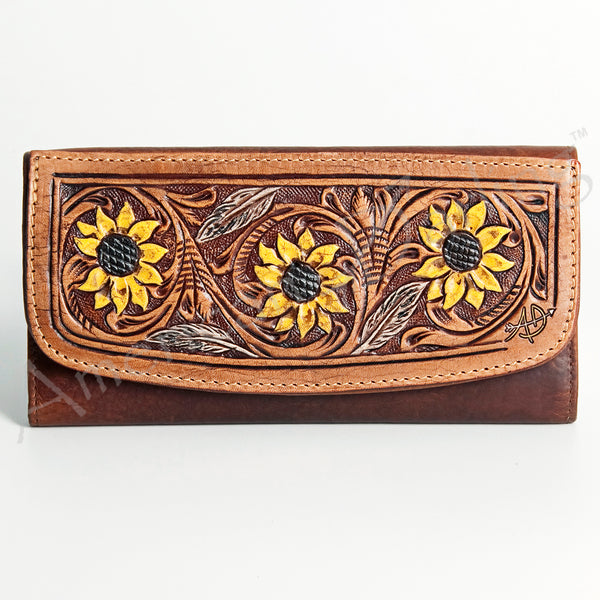 ADBGM102 Western Floral Tooled Leather Wallet - by American Darling