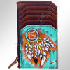 ADCCM101 Hand-Painted Leather Card Holder - Western Scene with Zipper