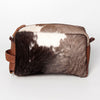 LC-ADBGZ297A Cowhide Leather Toiletry Bag - Natural Brown & White