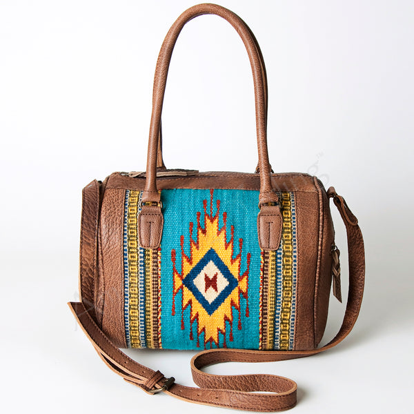 ADBG714 American Darling Handcrafted Hand Woven Saddle Blanket Western Leather Duffel Bag