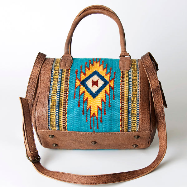 ADBG714 American Darling Handcrafted Hand Woven Saddle Blanket Western Leather Duffel Bag