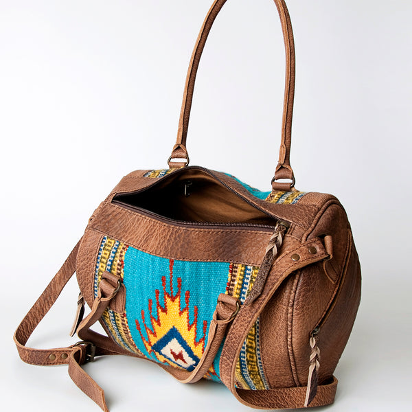 ADBG714 American Darling Handcrafted Hand Woven Saddle Blanket Western Leather Duffel Bag