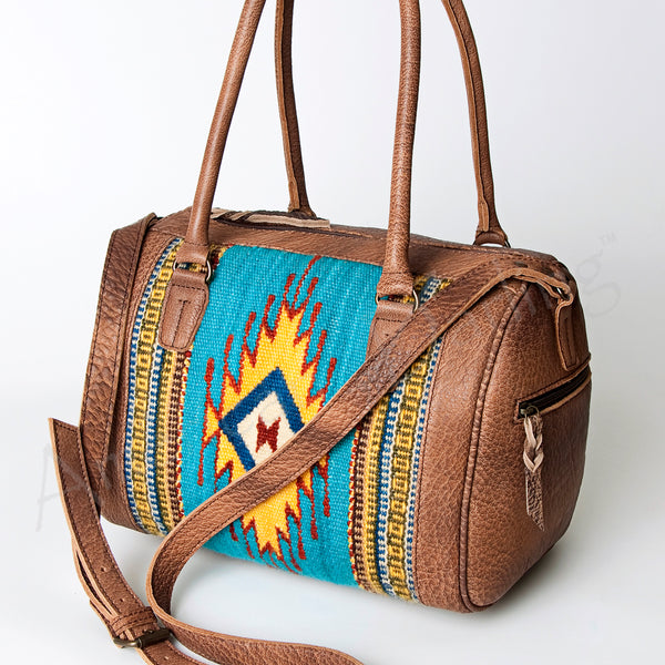 ADBG714 American Darling Handcrafted Hand Woven Saddle Blanket Western Leather Duffel Bag