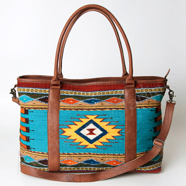 ADBG715 American Darling Handcrafted Hand Woven Saddle Blanket Western Leather Tote Bag