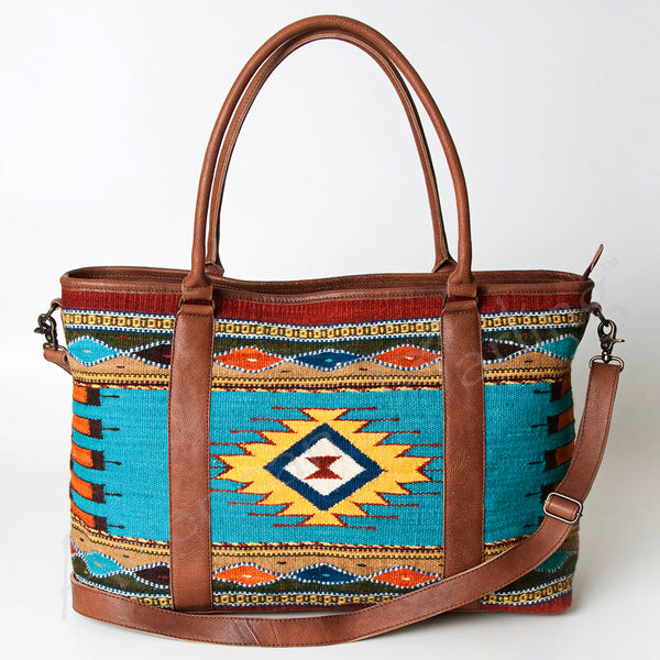 ADBG715 American Darling Handcrafted Hand Woven Saddle Blanket Western Leather Tote Bag