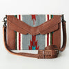 ADBG716 American Darling Western Leather Envelope Bag Hand Woven Saddle Blanket Crossbody