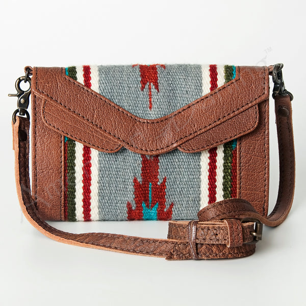 ADBG716 American Darling Western Leather Envelope Bag Hand Woven Saddle Blanket Crossbody