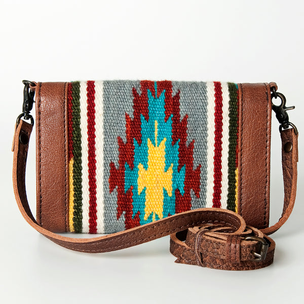 ADBG716 American Darling Western Leather Envelope Bag Hand Woven Saddle Blanket Crossbody