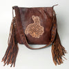 ADBG719 American Darling Hand Tooled Leather Large Cross body Bag Western Fringed Handbag