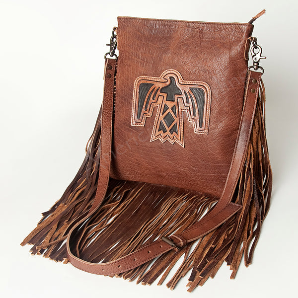 ADBG719 American Darling Hand Tooled Leather Large Cross body Bag Western Fringed Handbag