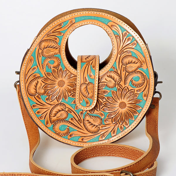 ADBG734 American Darling Hand Tooled Floral Canteen Bag Western Leather Handcrafted Shoulder Bag