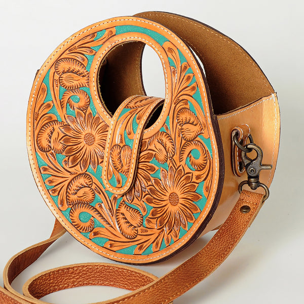 ADBG734 American Darling Hand Tooled Floral Canteen Bag Western Leather Handcrafted Shoulder Bag