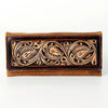 LC-ADBGZ404B Hand-Tooled Two-Tone Leather Women Wallet - Western Floral Design