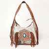 ADBGI112 Sage Western Hobo Bag - Genuine Leather with Tan Hair-On Hide & Tooled Strap