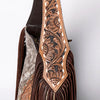 LC-ADBGI112 Becca Western Hobo Bag - Hair-On Hide with Floral Tooled Leather & Fringe