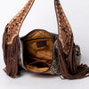 LC-ADBGI112 Becca Western Hobo Bag - Hair-On Hide with Floral Tooled Leather & Fringe
