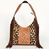 ADBGI112 Sage Western Hobo Bag - Genuine Leather with Tan Hair-On Hide & Tooled Strap