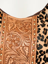 ADBGI112 Sage Western Hobo Bag - Genuine Leather with Tan Hair-On Hide & Tooled Strap