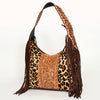 ADBGI112 Sage Western Hobo Bag - Genuine Leather with Tan Hair-On Hide & Tooled Strap