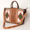 ADBGA206 American Darling Hand Tooled Saddle Blanket Genuine Leather Tote Bag