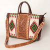 ADBGA206 American Darling Hand Tooled Saddle Blanket Genuine Leather Tote Bag
