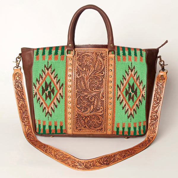 ADBGA206 American Darling Hand Tooled Saddle Blanket Genuine Leather Tote Bag