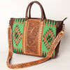 ADBGA206 American Darling Hand Tooled Saddle Blanket Genuine Leather Tote Bag