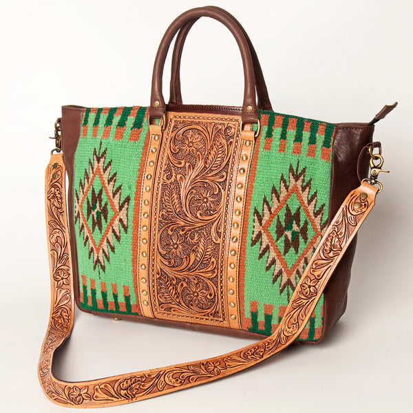ADBGA206 American Darling Hand Tooled Saddle Blanket Genuine Leather Tote Bag