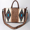 ADBGA206 American Darling Hand Tooled Saddle Blanket Genuine Leather Tote Bag