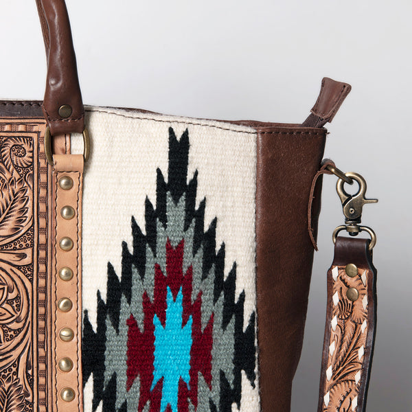 ADBGA206 American Darling Hand Tooled Saddle Blanket Genuine Leather Tote Bag