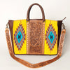 ADBGA206 American Darling Hand Tooled Saddle Blanket Genuine Leather Tote Bag
