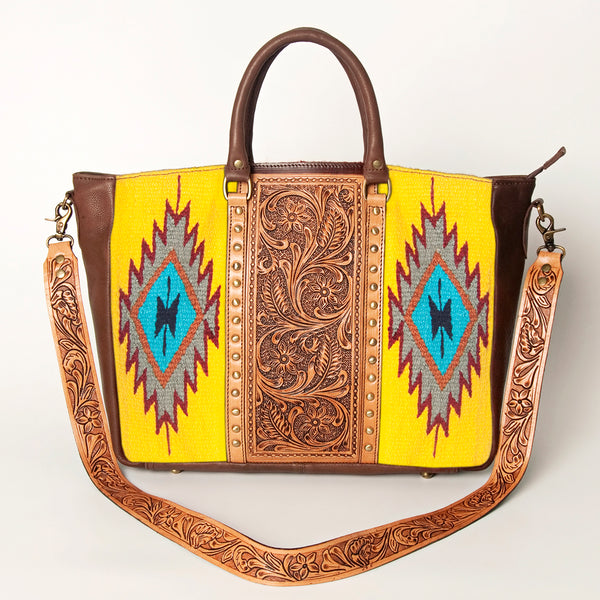ADBGA206 American Darling Hand Tooled Saddle Blanket Genuine Leather Tote Bag