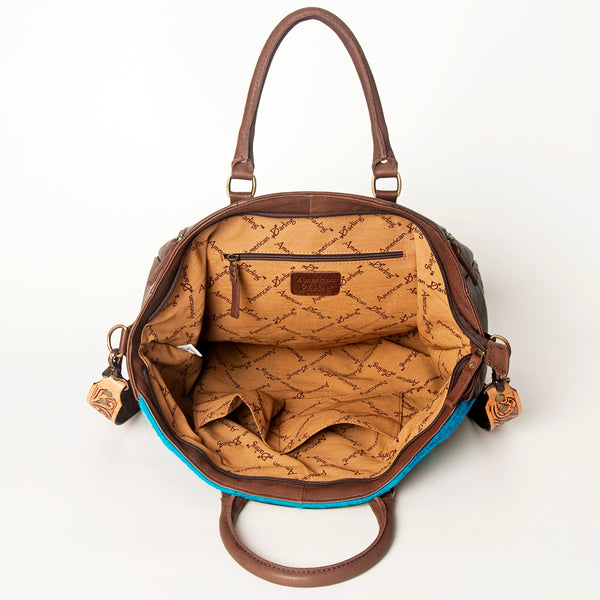 ADBGA206 American Darling Hand Tooled Saddle Blanket Genuine Leather Tote Bag