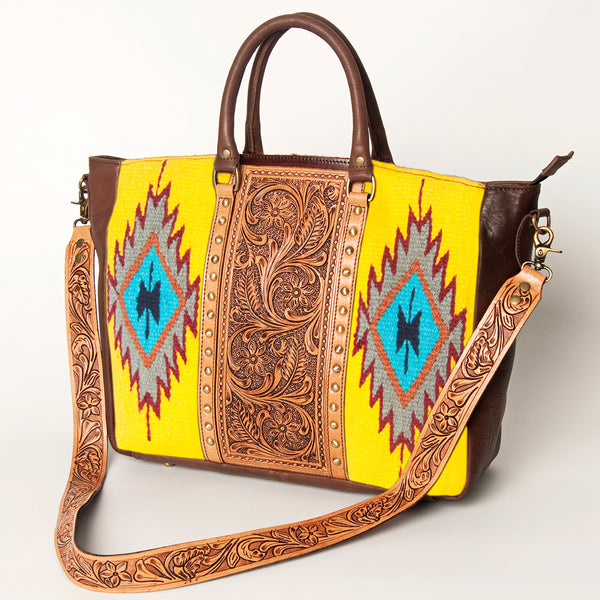 ADBGA206 American Darling Hand Tooled Saddle Blanket Genuine Leather Tote Bag